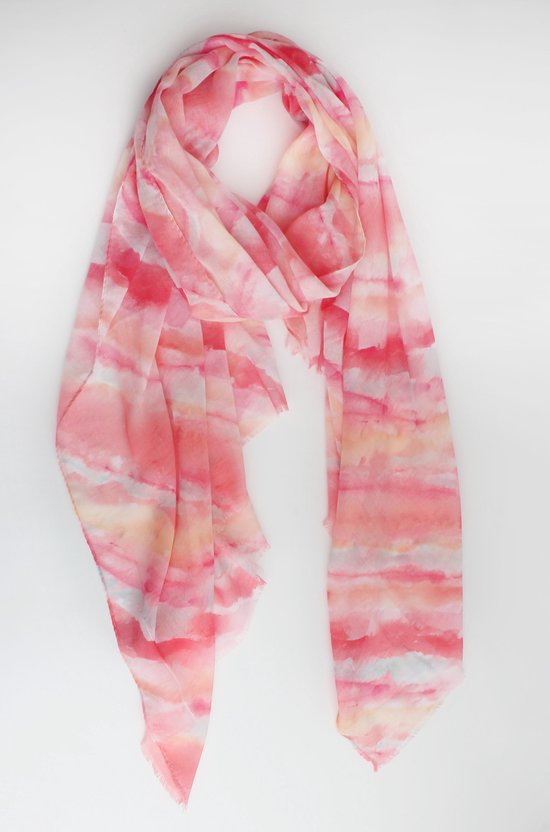 Echarpe Rianne- Accessoires Junkie Amsterdam- Echarpe femme- Echarpe- Echarpe longue- Katoen-Echarpe-Châle- - Cosy chic- Cadeau- Imprimé graphique- Blauw taupe jaune beige orange