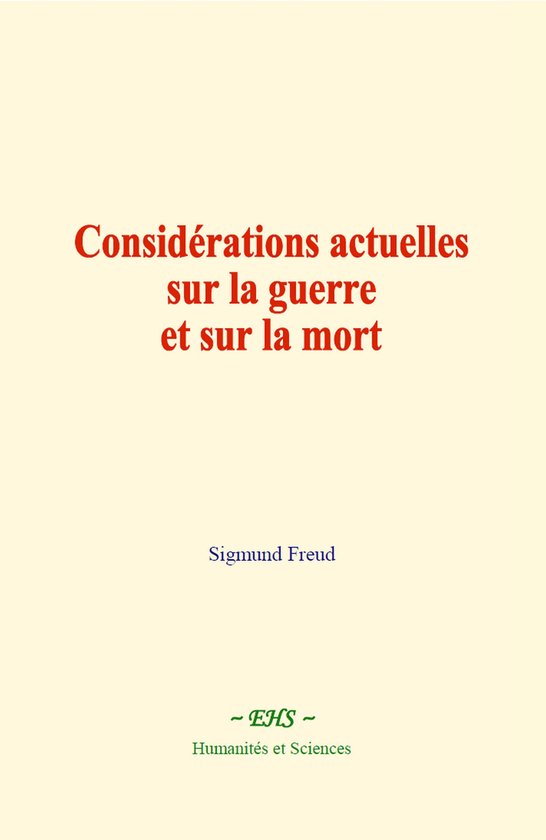 Considérations actuelles sur la guerre et sur la mort - cover