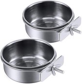 Bol.com Voerbak voor papegaaien - 2 stuks - Voederbak voor papegaaien van roestvrij staal -Voerbak voor vogels - Drinkbak voor v... aanbieding