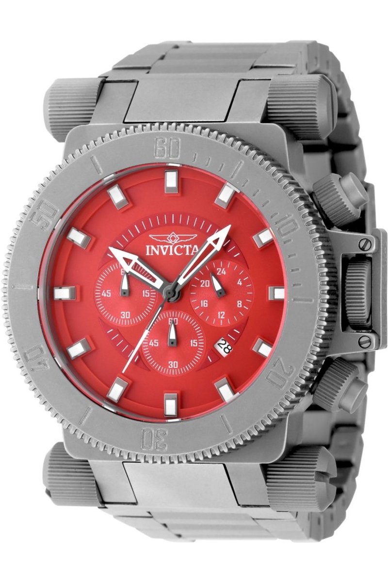 Invicta Coalition Forces 48219 Heren Horloge - Waterdicht - Analoog - Quartz Uurwerk - Titanium met rode Wijzerplaat - 51mm