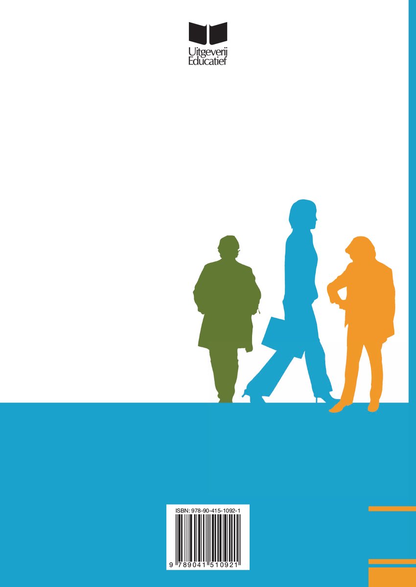 Drie silhouetten van mensen lopen tegen een witte achtergrond, met de tekst "Uitgeverij Educatief". ISBN: 978-90-415-1092-1
