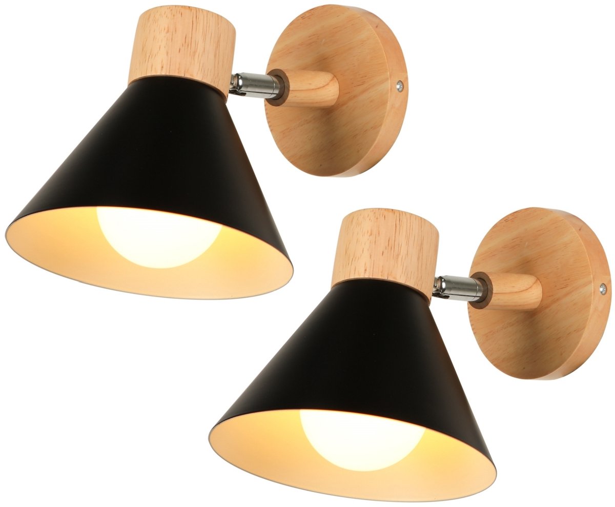 2 Stuks Wandlamp Moderne Binnen E27 Wandverlichting Verstelbare voor Slaapkamer Woonkamer Gang Zwart