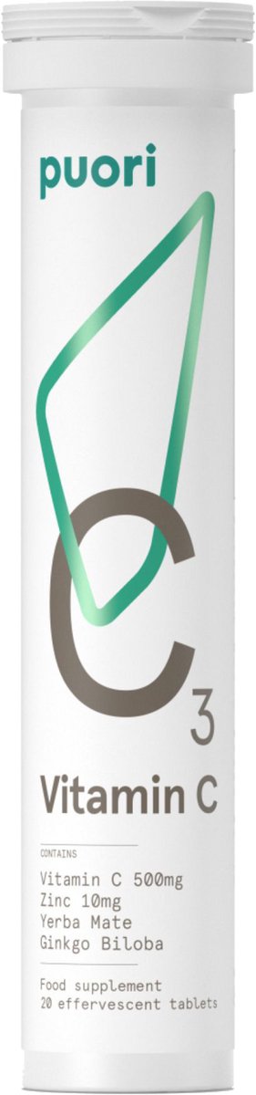 Puori - C3 - Vitamin C - met Zinc Yerba Mate en Ginseng - Zuivere formule - 20 tabletten