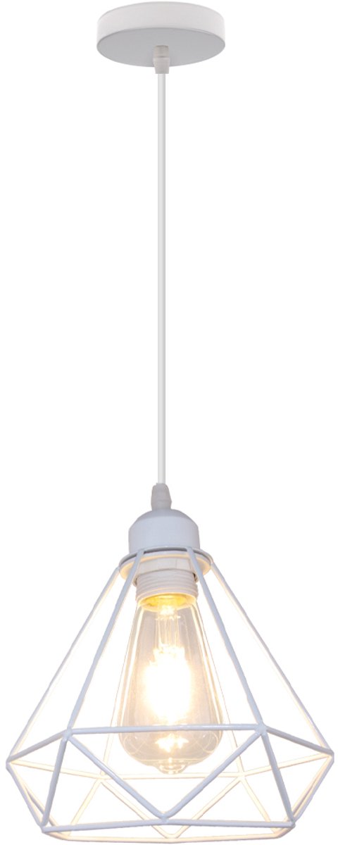 Hanglamp Cage Metalen Lampenkap Plafondlamp Vintage E27 voor Keuken Woonkamer Slaapkamer Wit
