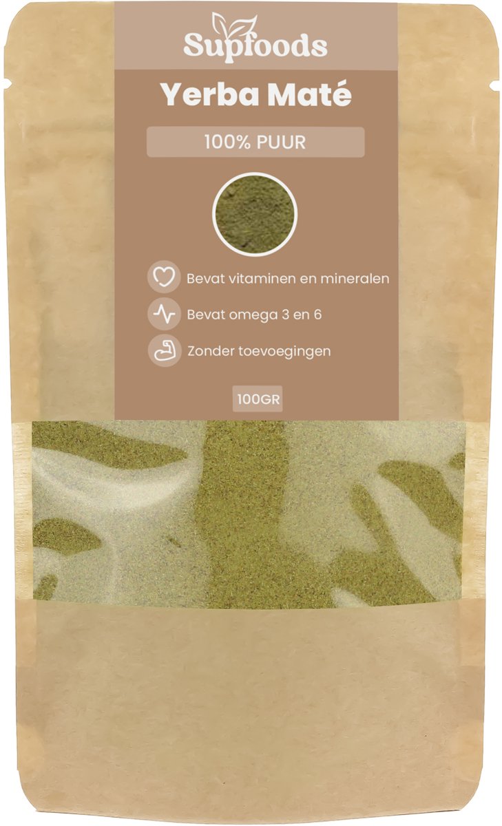 Yerba Mate 100% Puur - 100 gram - Rijk aan Antioxidanten en Vitamines - Perfect voor een Energieboost in Smoothies en als Yerba Mate Thee