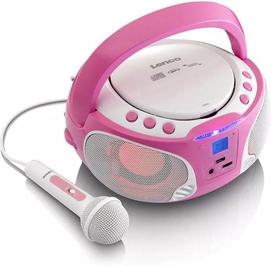 Lenco SCD-650PK - Draagbare radio CD speler met karaokemicrofoon en LED -  Roze | bol.com