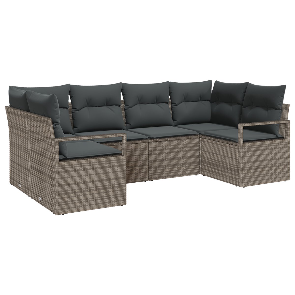 vidaXL - Tuinbank - Set - met - kussen - met - opslag - 6 - pcs - Grijs - poly - rattan