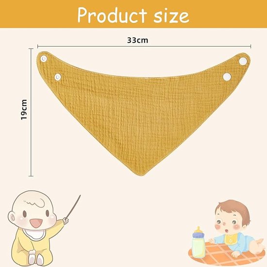Slabbetjes - 7 Stuks - Badstof - Spuugdoekjes - Halsdoek Baby - Kwijl Slabbetjes - Met Verstelbare Drukknop - Kwijldoekjes - Absorberend / Zacht / Makkelijk Wasbaar - Voor Voeden / Kwijlen / Bescherming Van Kleding - Katoenen van Merkloos — afbeelding 4