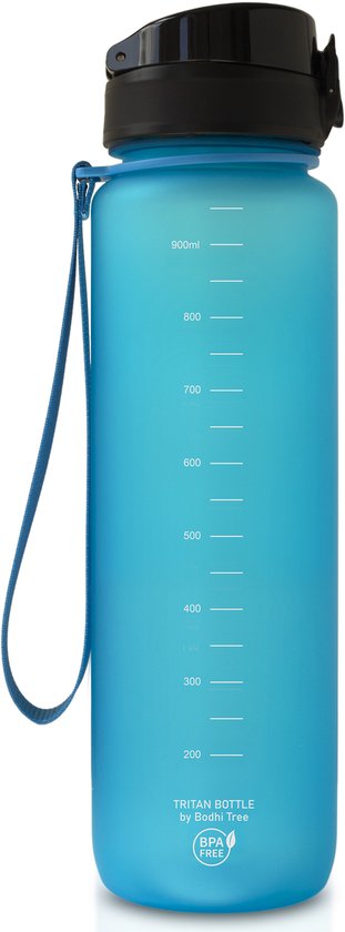 Bodhi Tree® Waterfles 1 Liter - Drinkfles 100% Lekvrij - BPA vrij - Fruit Filter - Waterflessen Drinkflessen Volwassenen - Ocean Surf