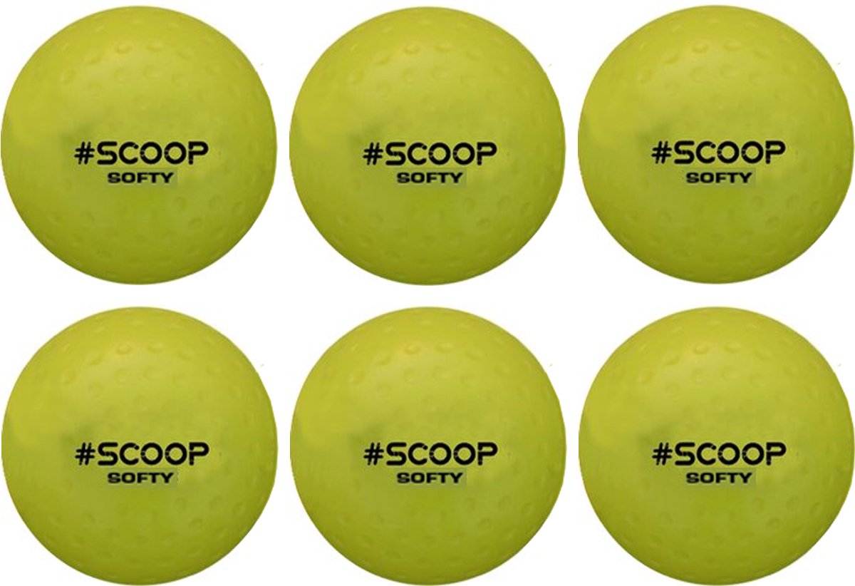 Scoop Softy Hockeybal - Dimple - Geel - Outdoor & Indoor - Set van 6 Hockeyballen - Trainingsballen
