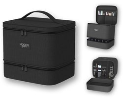 Moods Gellac® – Nagellak Opbergtas – Nagellak Organizer Koffer – Voor 30 Flesjes – Met Verwijderbare Verdelers – UV Lamp & Nail Art Accessoires Opbergvak – Draagbare Beautycase – Dubbellaags – Zwart