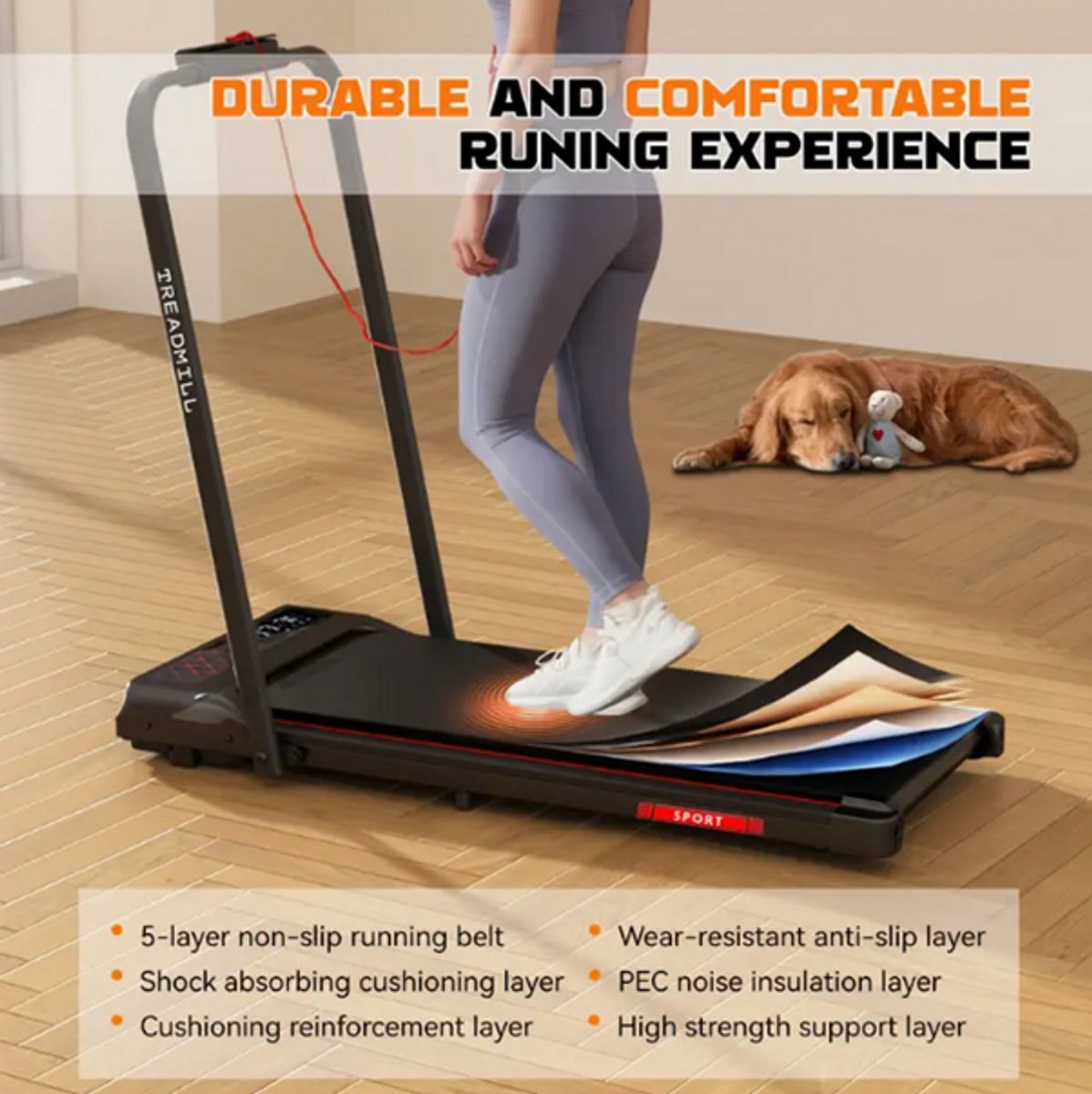Afbeelding 3 van FluxRun Loopband - Inklapbaar - 1-12km/u - Met afstandsbediening, iPad Houder en Bluetooth Speakers - 2.25HP - Wandelband - Walking Pad - Walkingpad - Treadmill -
