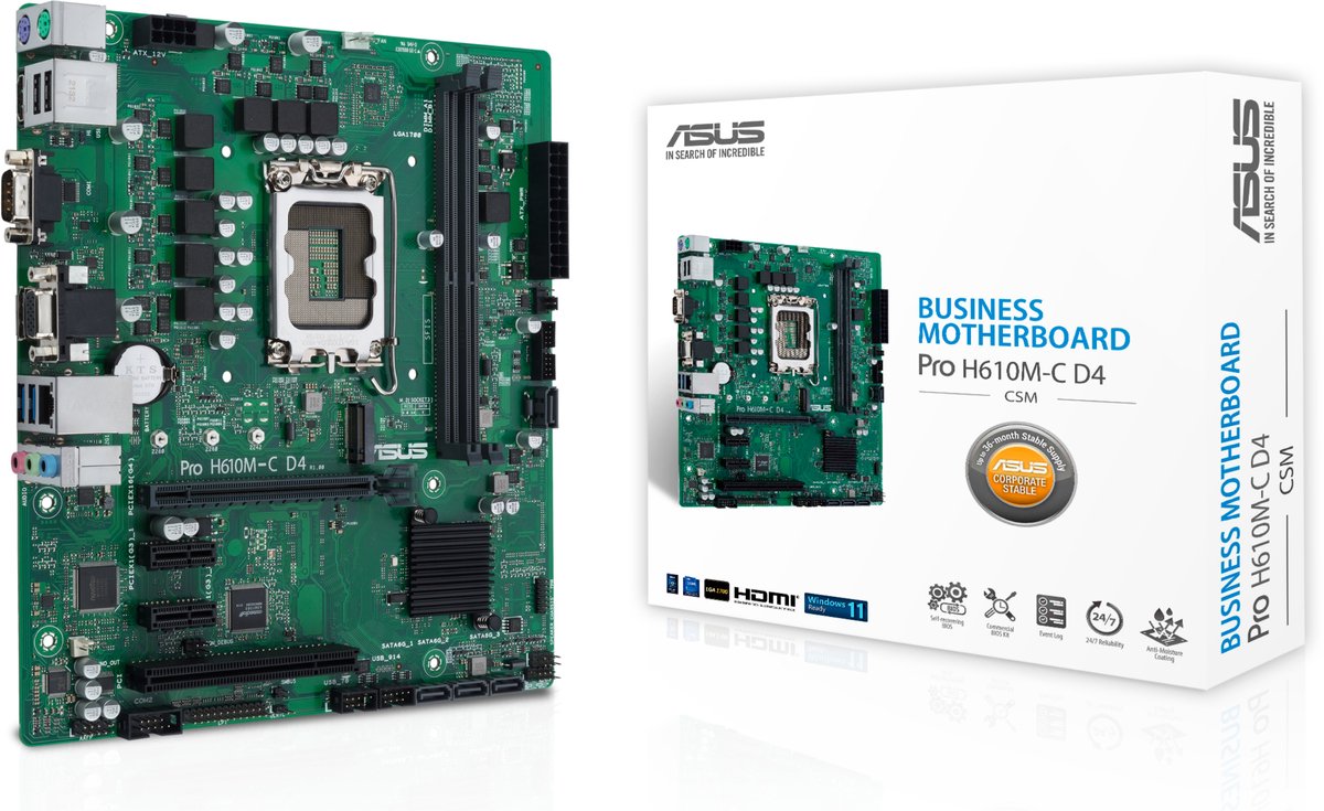 Moederbord Intel ASUS PRO H610M-C D4-CSM