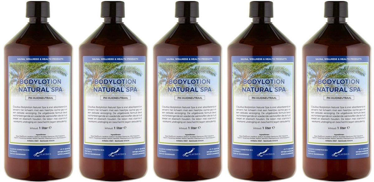 Bodylotion Natural Spa 1 Liter - set van 5 stuks - Voordeelverpakking