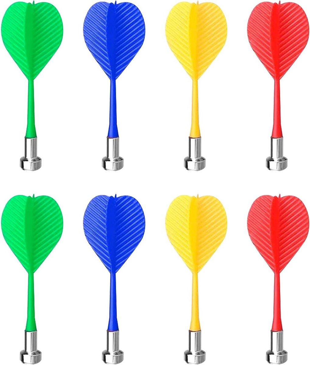 8 Stuks Magnetische Dartpijlen - Veiligheidsreservekijlen - Indoor Game Accessoires - Zachte Dartpijlen - 4 Kleurenmix - Groen Rood Geel Blauw