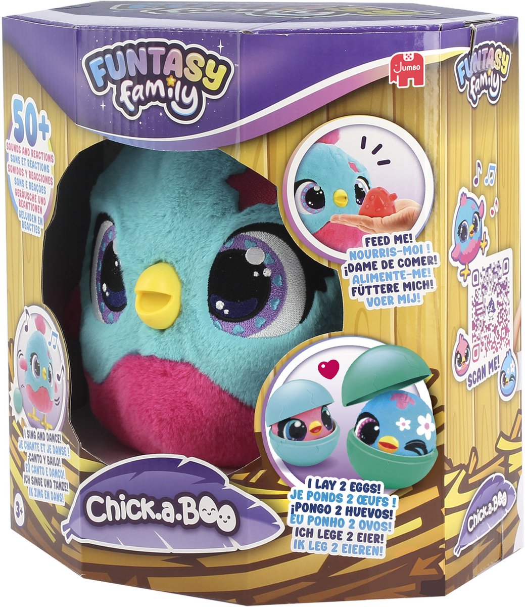 Jumbo - Funtasy Family - Chick-a-boo - Vanaf 3 jaar - Interactieve knuffel - Speelgoed met geluid - Zingt, danst en legt kuikens — afbeelding 21