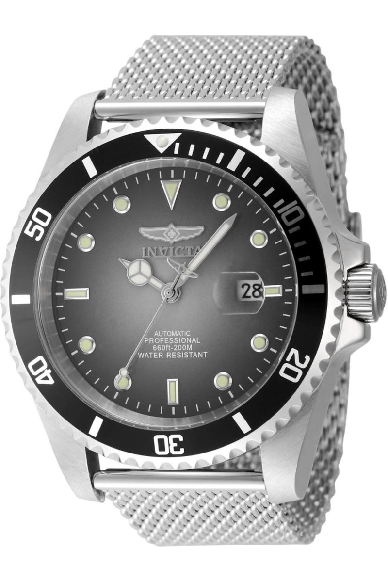 Invicta Pro Diver 48629 Heren Horloge - Waterdicht - Analoog - Automatisch Uurwerk - Roestvrij Staal met grijze Wijzerplaat - 47mm