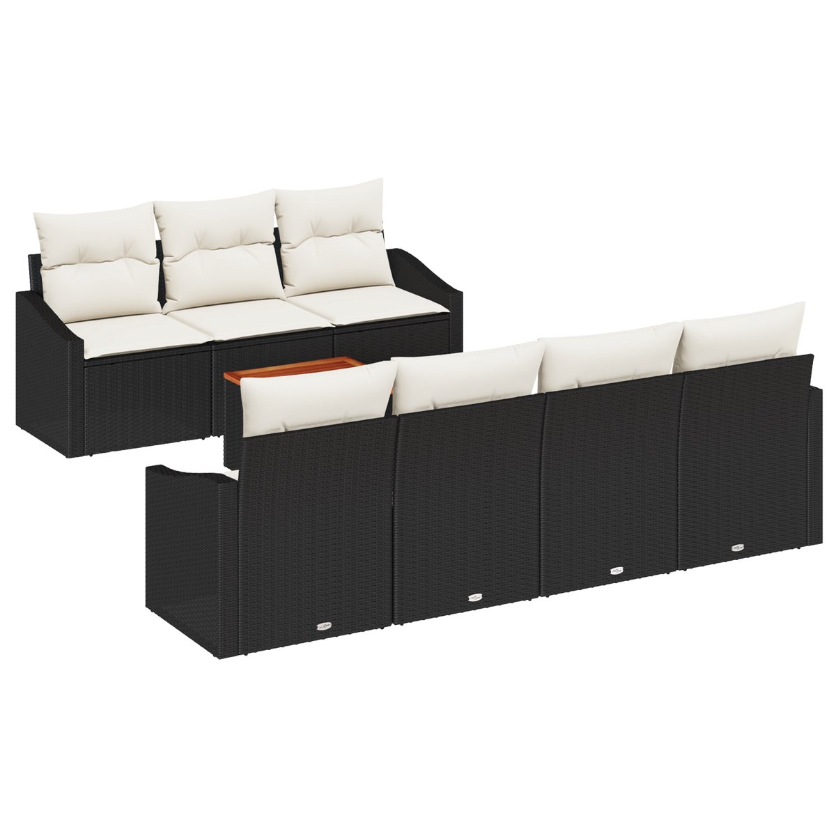 vidaXL - Tuinbank - Set - met - opslag - 8 - pcs - Zwart - en - Crème - poly - rattan