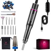 FOOCCA® Pen Plus- Elektrische Nagelvijl 30000 RPM - Bekabelde Nagelfrees - 12 Bitjes en 65 Schuurrolletjes (uitbreidbaar) - 3 Extra Accessoires - Aluminium Behuizing - Ergonomisch - Manicure en Pedicure Set - Eeltverwijderaar