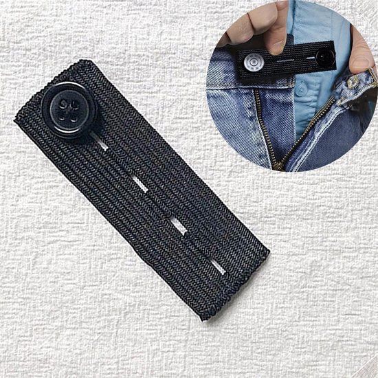 Foto: Knoopsgat verlenger 1stuks broekverbreder jeans broek verbreder broekverbredende knoop knoopverlenger verstelknoop broek testrak geeft extra ruimte broek knoopsgatverlenger broekverlenger broeken elastiek zwangerschap broekverbreder zwart