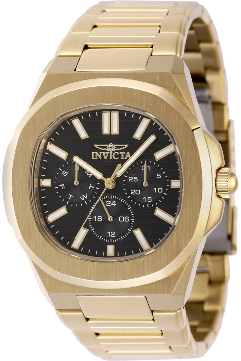 Invicta Speedway 48521 Heren Horloge - Waterdicht - Analoog - Quartz Uurwerk - Roestvrij Staal met zwarte Wijzerplaat - 41mm