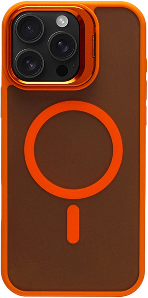 iPhone 14 Pro Max Magsafe Hoesje - Livon DropSkin Oranje met Uitklapbare Standaard