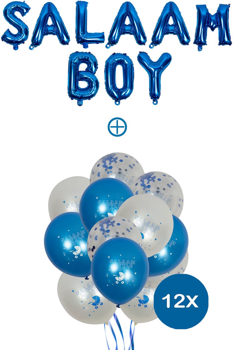 Hoera een jongen – Gender Reveal - Babyshower Versiering – Slinger - Aqiqah Feest – Islamitische Babydecoratie - Blauwe Ballonnen - Folie Letterballon