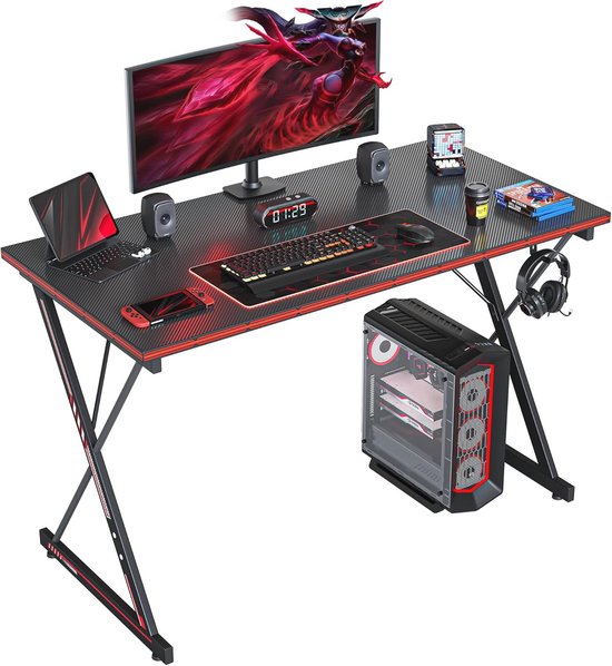 CubiCubi Petit Bureau d'ordinateur Informatique 80 * 50 cm - PC Gaming Table Stable avec 2 Étagères Mobiles et Support d'écran, Montage Facile pour Travailler Etudier Jouer Chambre Domicile, Marron