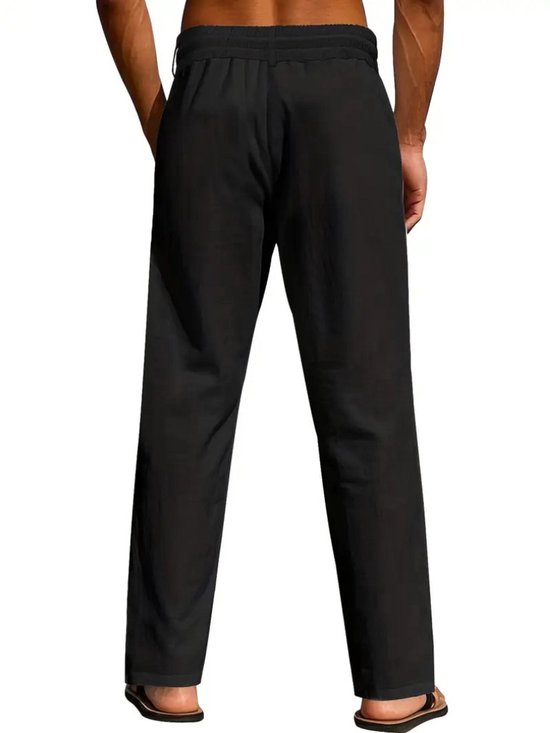 Blend BHLanias Linnen broek voor heren, zomerbroek, lange stoffen broek in linnenlook, losse pasvorm, chalk stone (70032), S