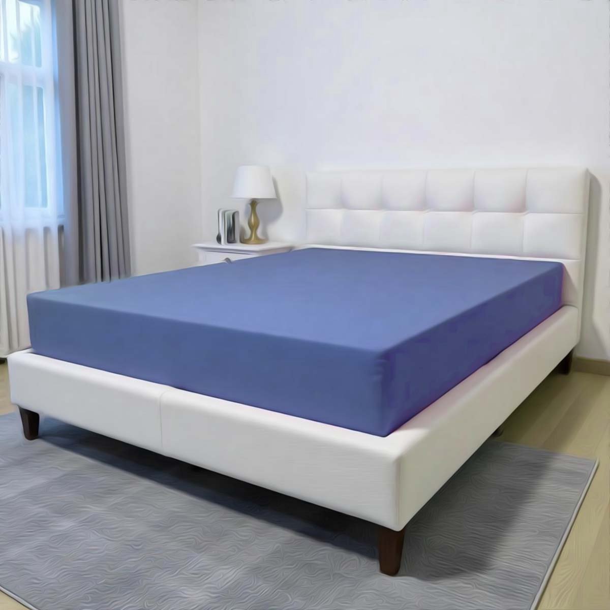 Bed Glow & Apparel - Hoeslaken - 180*200 cm - 25cm Matrashoogte - Rondom Elastiek - Lucht blauw