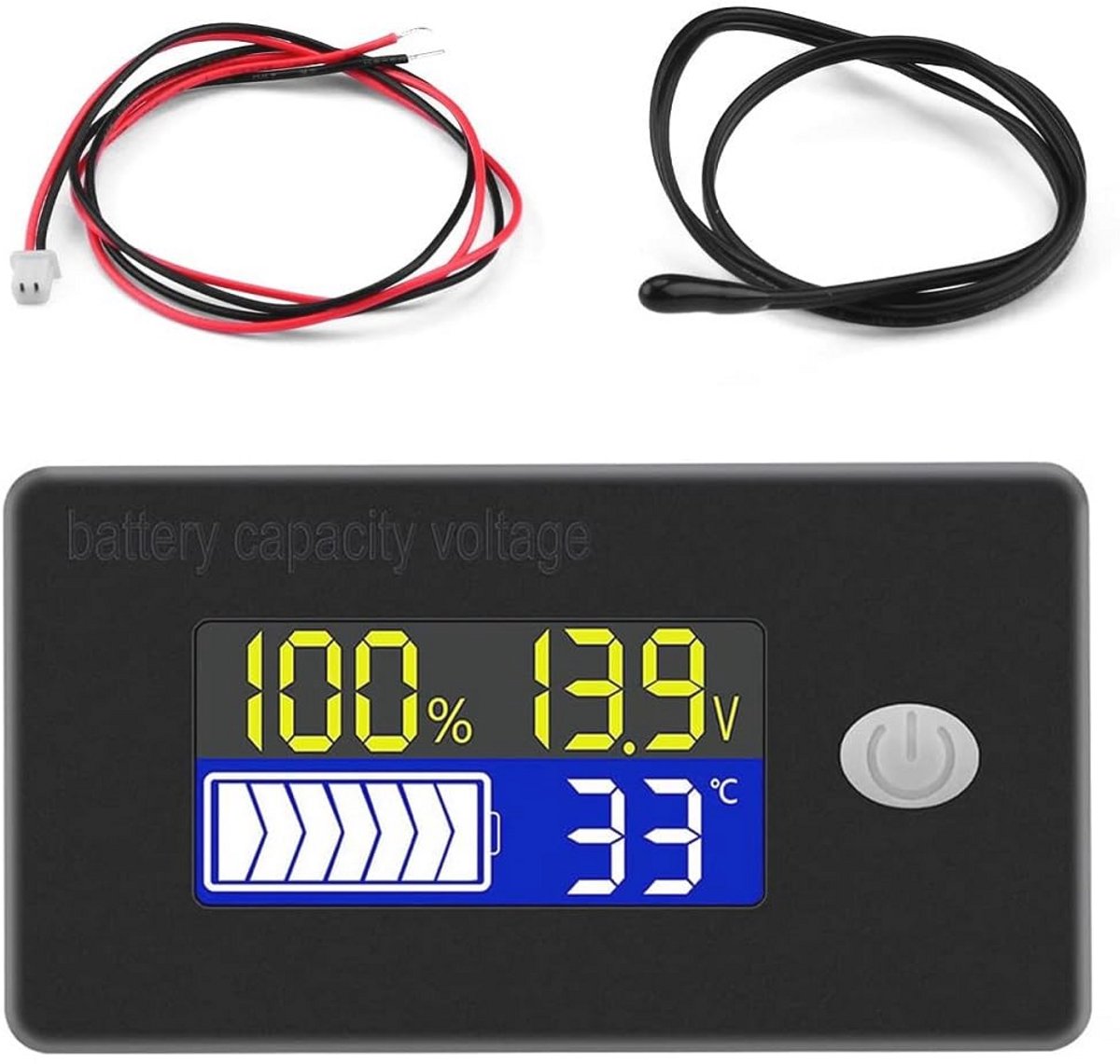 LCD Batterijcapaciteitsindicator 12V - Spannings- en Temperatuurmeting voor Diverse Batterijtypes