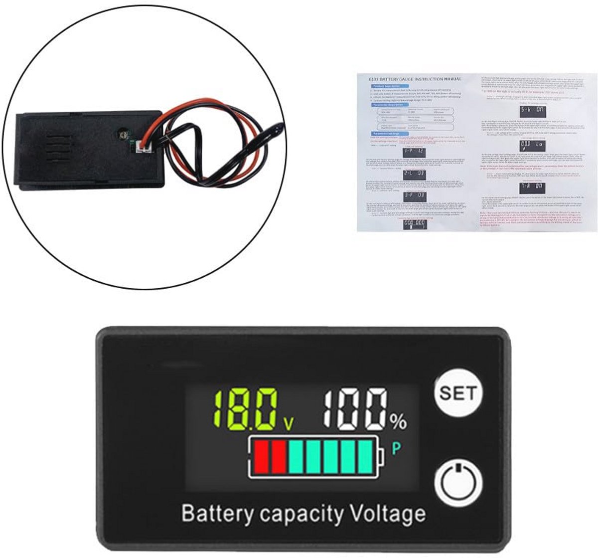 Multifunctionele Batterijmonitor voor 12V tot 84V - LCD Display met Temperatuuralarm en DC8-100V Compatibiliteit