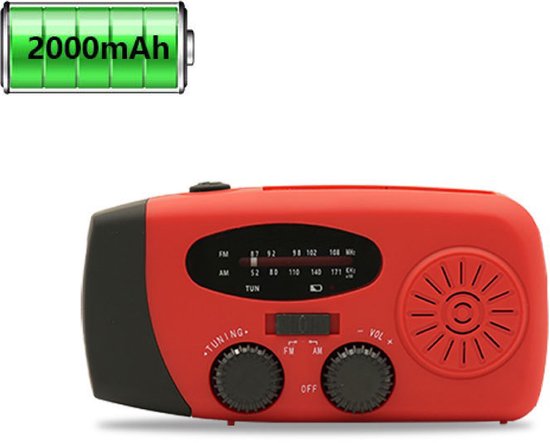 Radio Solaire De Survie Avec Dynamo – AM/FM, Lampe Torche, SOS, Powerbank 2000mAh, Pour Camping Et Urgence