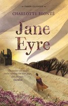 Couverture du livre Jane Eyre de Charlotte Brontë, avec une illustration pittoresque d'une figure solitaire sur une colline près d'une maison.