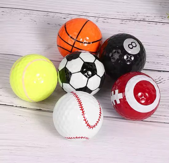 Golfballen Golfers Club Sport, zes stuks in sleeve, sport golfballen, voetbal, biljart, tennisbal, basketbal