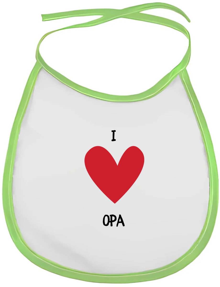 Akyol - i love opa slabbetje groen - Opa - opa's - vaderdag - cadeau voor opa - hartje - familie