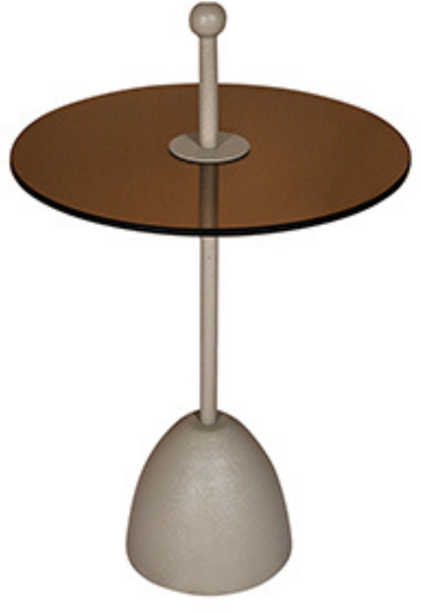 by Mooss - Bijzettafel - Glas - Rond - Green - Gray - Ø 40 - Metaal - Trendy - Handvat
