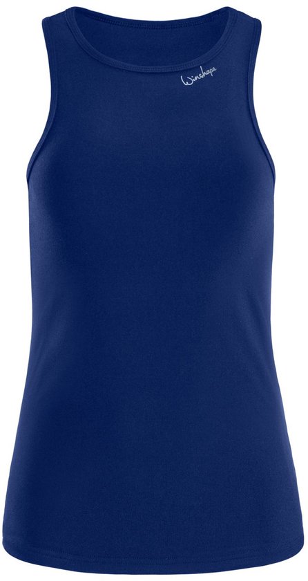 Donkerblauwe tanktop met 'Winshape' logo op de borst