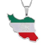 Chaîne | Iran | Carte | Couleur argent | Drapeau