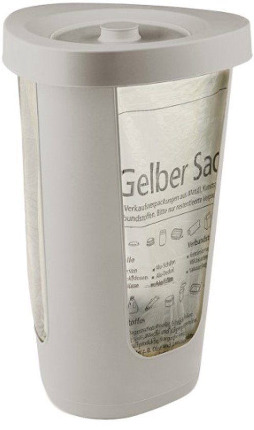 Rotho Fabu Vuilniszakstandaard voor gele zak met deksel, Kunststof (PP gerecycled) BPA-vrij, antraciet, 40,0 x 40,0 x 62,1 cm
