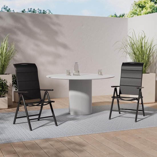 BRUBAKER Set van 2 Tuinstoelen Milano - Hoge Rugleuning Opvouwbaar - 8-voudig verstelbare Rugleuning - Vouwstoel Aluminium - Weerbestendig - Antraciet van Brubaker — afbeelding 3