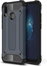 Ntech Hoesje Geschikt voor Huawei P20 Lite (2018) Dual layer Armor Hoesje - Blauw