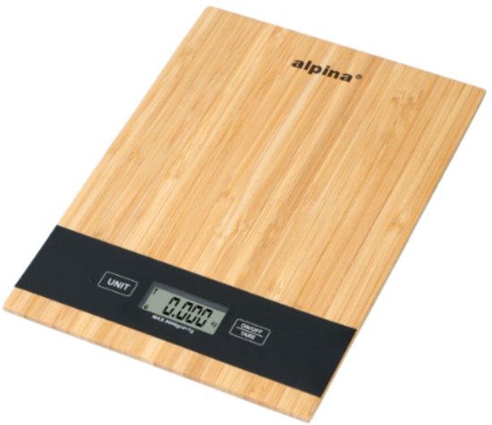 Balance de Cuisine Numérique alpina – Pèse-Ingrédients Électronique pour la Cuisine et la Pâtisserie – Balance Compacte – Bamboe