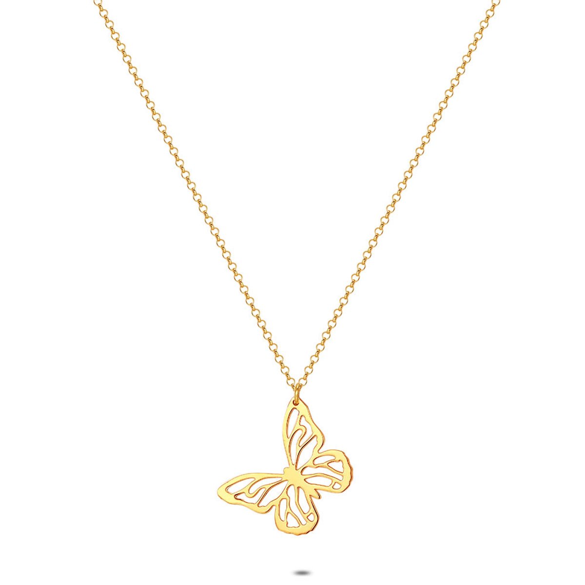 Twice As Nice Halsketting in 18kt verguld zilver, vlinder 40cm