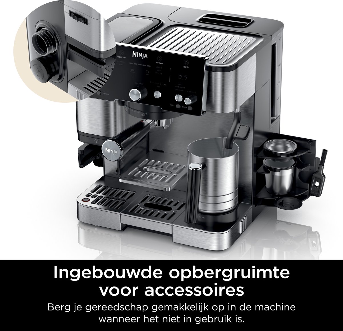 Afbeelding 2 van Ninja Luxe Café Essential 2-in-1 Espressomachine en Filterkoffiezetapparaat met Melkopschuimer - ES501EU