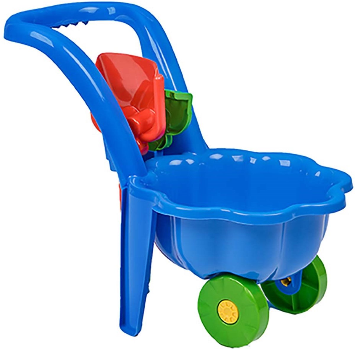 BAYO Daisy kinderkruiwagen met schep en hark blauw - Tuinkruiwagen