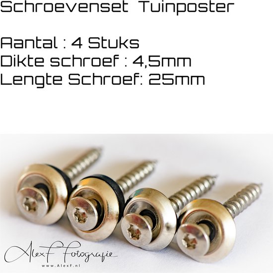 * PREMIUM * Tuinposter | Tuindoek - bevestigingsset schroeven (set van 4)