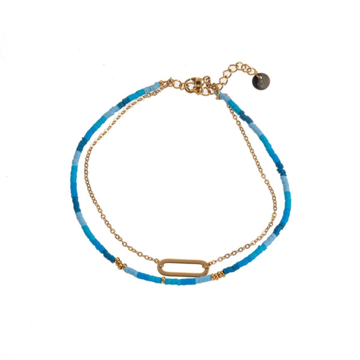 Go Dutch Label Enkelband Schakel Blauw Goud A1216-4