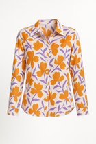 Chemisier manches longues SOPHYLINE – Imprimé floral Oranje et violet – 100 % Katoen – Look frais et printanier – Tailles S à XL
