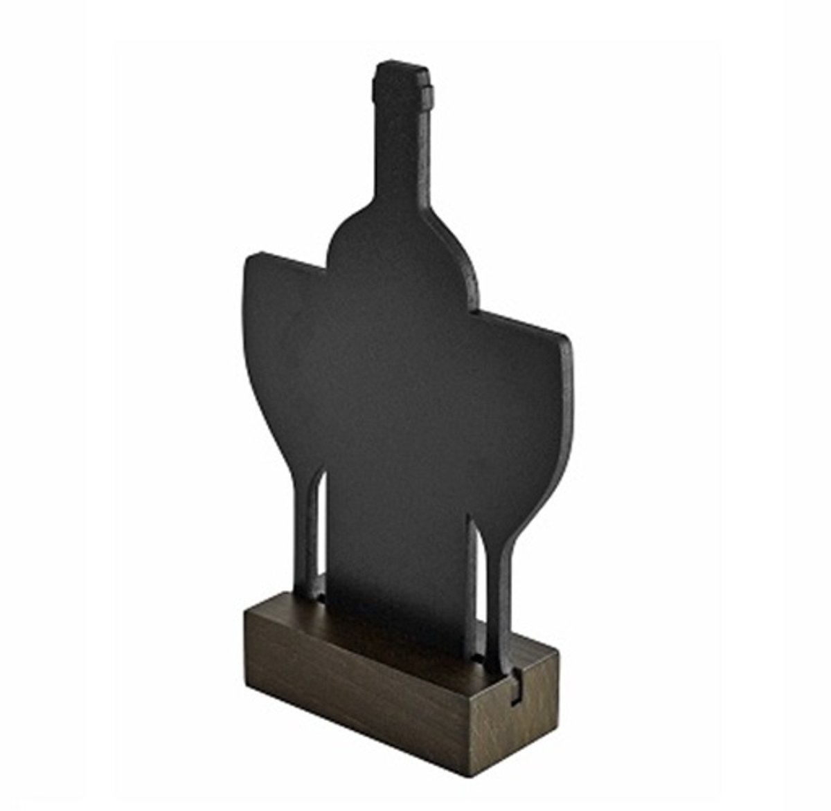 Krijt-tafelstandaard - WIJNFLES + GLAZEN - 10x18cm - Dubbelzijdig beschrijfbaar met krijtstift